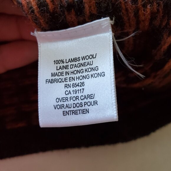 David Brooks 100% Lamb Wool Orange Brown Houndstooth Cardigan XL - Picture 11 of 15